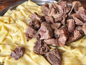 Authentic Kyrgyz Bashbarmak with meat and noodles