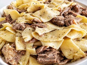 Kyrgyzstan Bashbarmak served with tender meat and noodles
