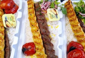 Chicken Kobideh and mutton stew with rice