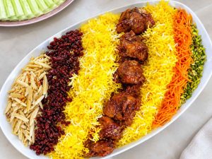 Authentic Gheymeh Nesar Persian rice dish