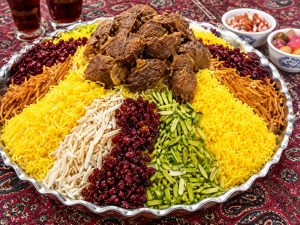 Persian Gheymeh Nesar with saffron rice