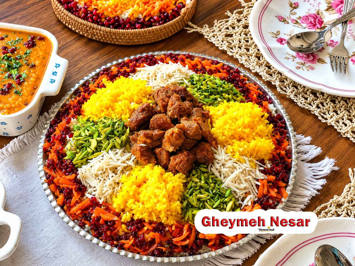 Gheymeh Nesar Persian rice with saffron and nuts