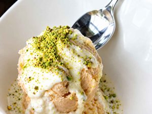 Creamy Sheer Yakh with pistachios and cardamom