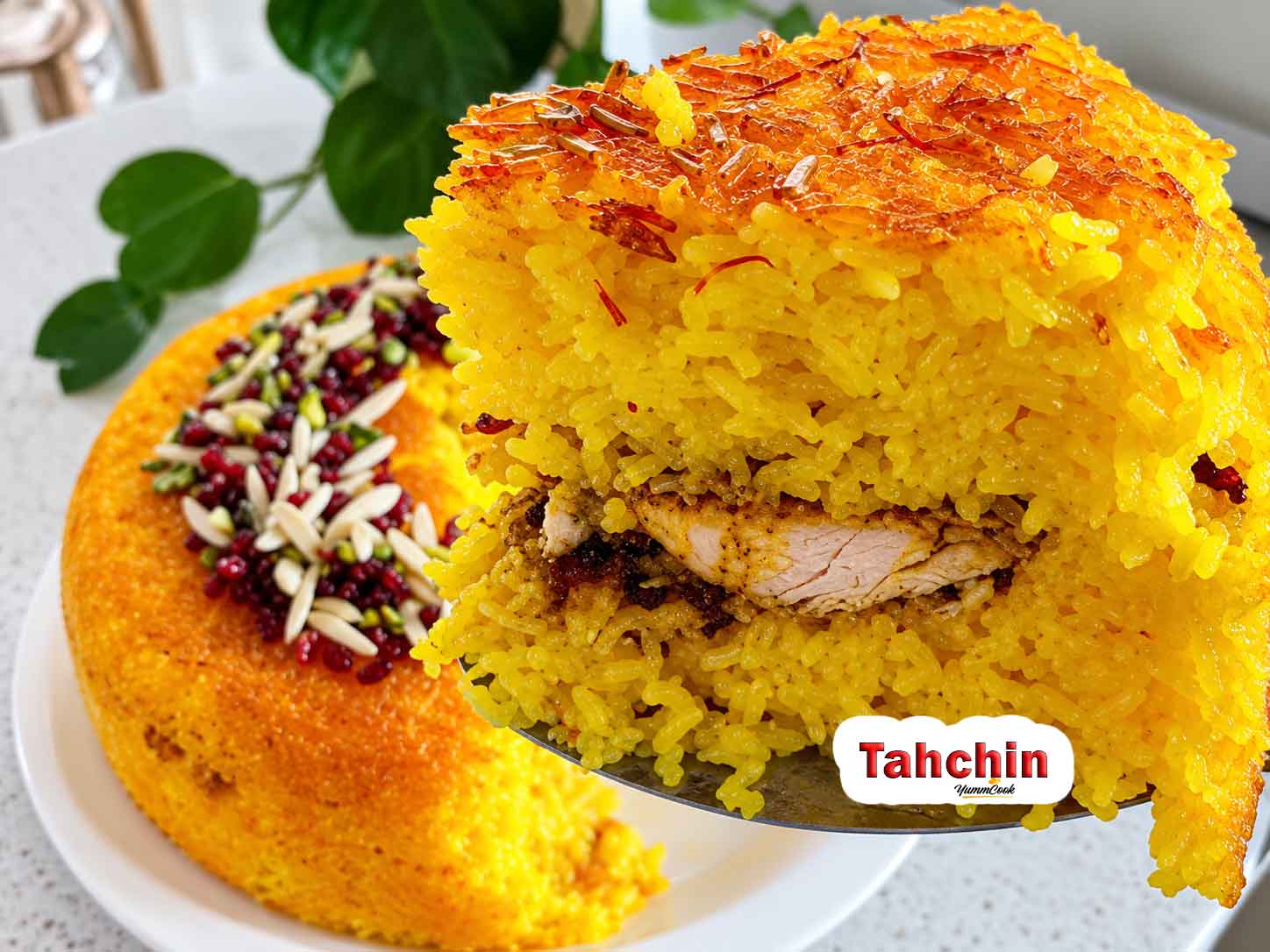 Tahchin Persian rice with chicken