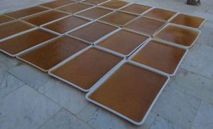 Tray of lavashak in the sun to dry