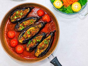 Traditional Turkish Karniarik with ground beef