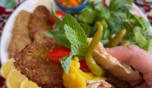 Kuku Adas with pickles