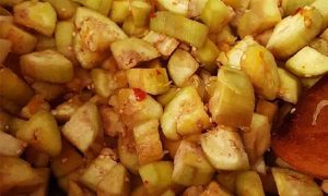 Chopped eggplant for mella-ghormeh