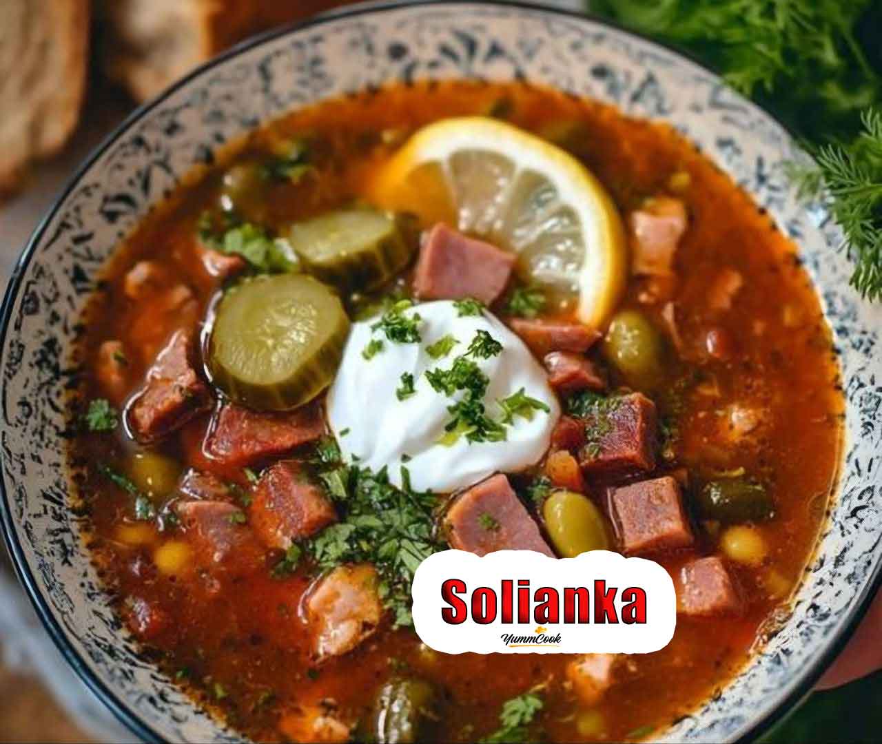 Solianka flavored with lemon