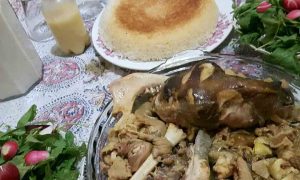 Pache polo with cooked rice separated