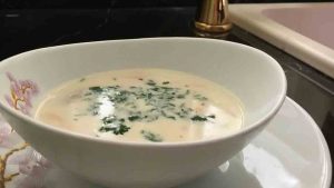 Milk soup with carrots as dinner