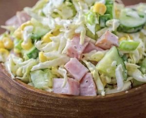 Salad kalam with sausage pieces
