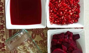 Necessary ingredients prepared for Torshi labou