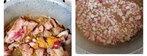 Onions and meat for Khoresh Havij