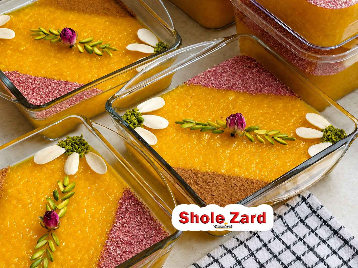 shole zard with flower decoration