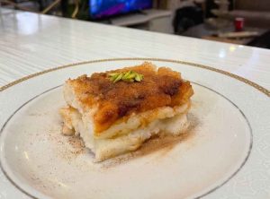 Kazandibi on a plate for a party