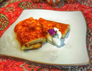 Kazandibi with Cream and Flowers