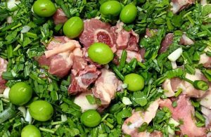 Ingredients for chakapuli Stew