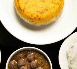 Anar bij with Saffron Rice