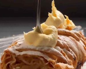 Apple Strudel with Saffron Ice Cream