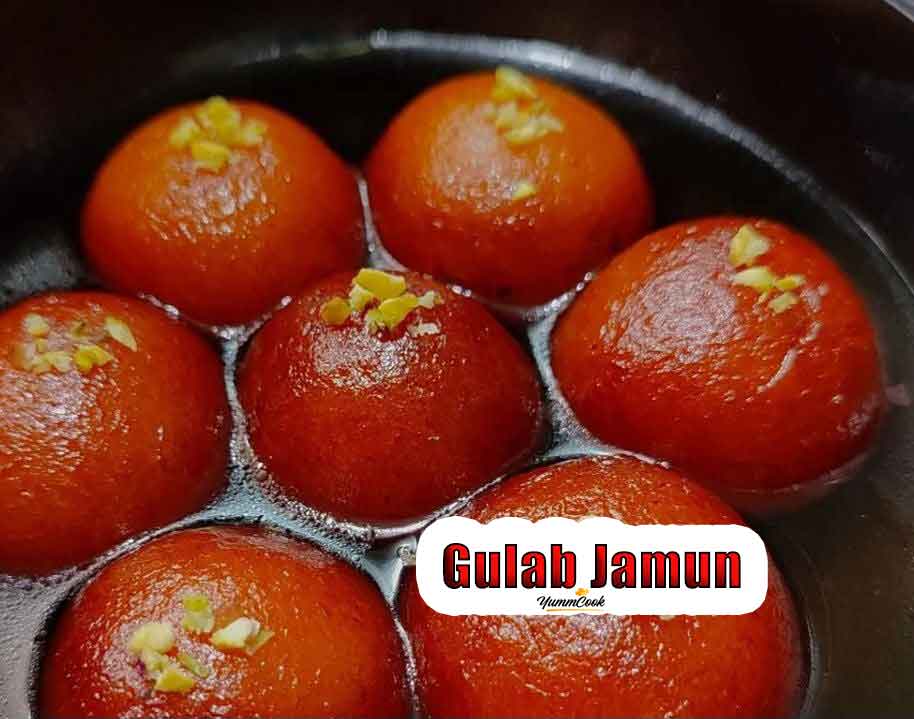 Gulab Jamun with saffron syrup