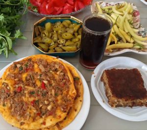 Lahmacun with a cold drink