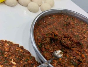 Raw Lahmacun for putting in a hot oven