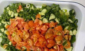 Chopped vegetables for Lahmacun