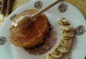 Pumpkin Pancakes with Chopped Banana