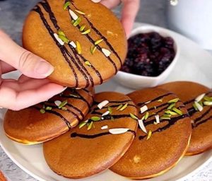 Pumpkin Pancakes with Cherry Jam