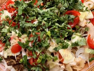 Qurutob with fresh vegetables