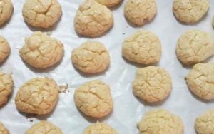 Coconut sweets in an oven tray (Shirini Nargili)