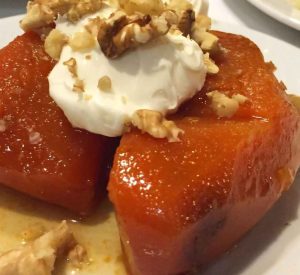 Kabak Tatlisi Pumpkin dessert with cream
