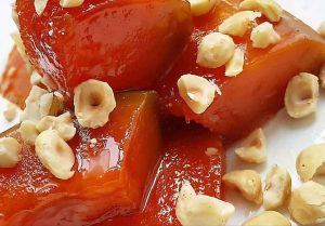 Kabak Tatlisi Dessert with Hazelnuts