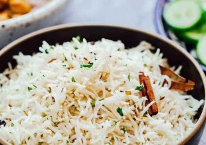 Zeera rice with cinnamon stick