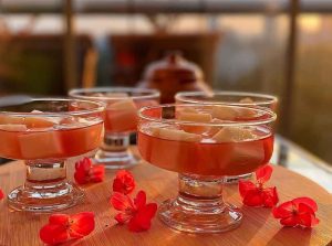 Bici Bici Dessert with starch and cherry syrup