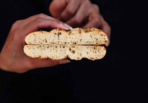 Barbari bread halved