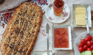 Barbari Authentic Iranian Bread with a Complete Breakfast