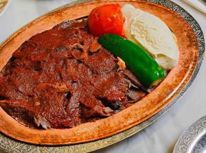 Iskender Kebab in a traditional dish