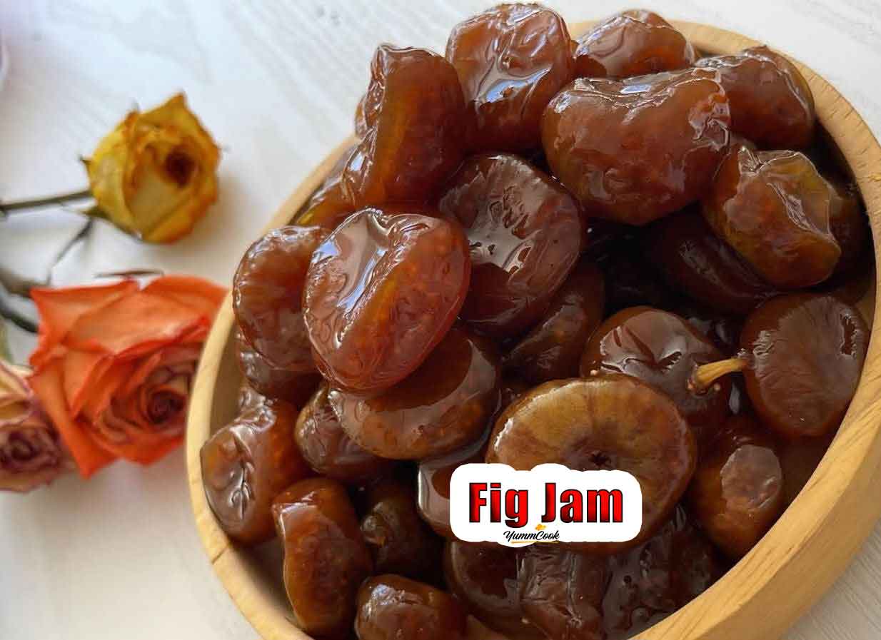 Homemade fig jam with golden color