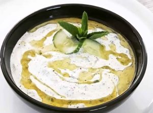 Yogurt and cucumber dessert Cacik