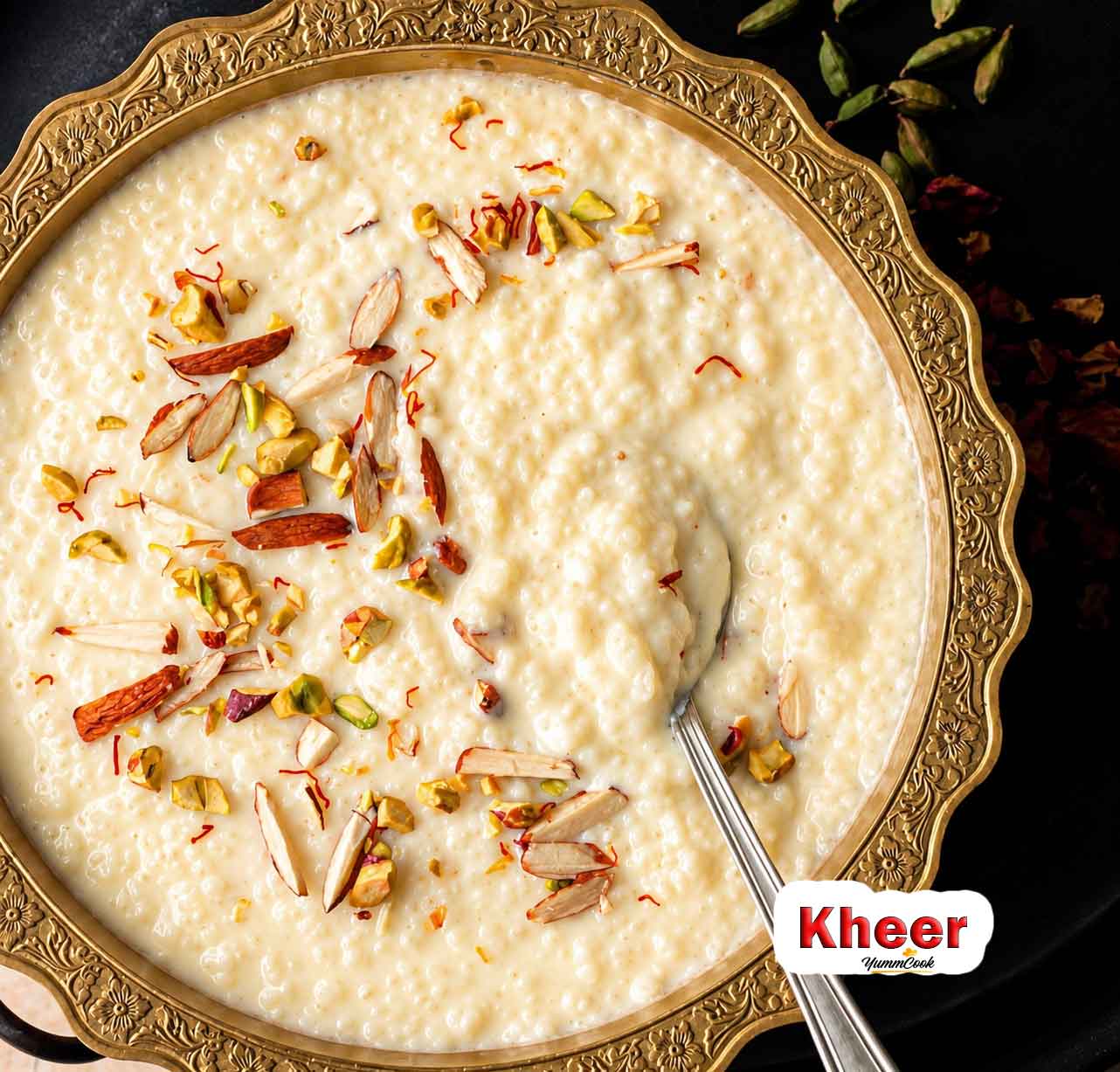 Traditional kheer recipe with almonds and pistachios