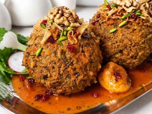 Homemade Koofteh Tabrizi stuffed with walnuts and boiled egg