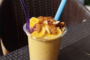 Mango milk recipe with nuts and banana