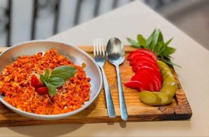 Easy Persian Omelette recipe made with juicy tomatoes, onions, and eggs.