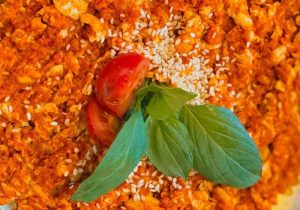 Classic Persian Omelette, a traditional Iranian tomato and egg breakfast recipe.