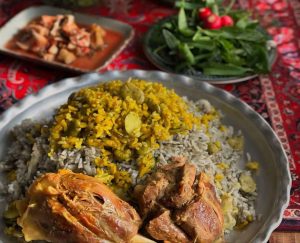 Homemade Persian dill rice with fresh fava beans