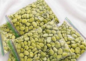 Peeled fava beans ready to make Persian dill rice with saffron