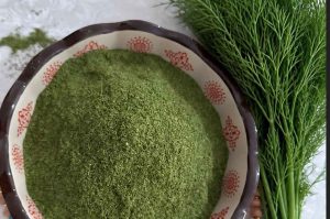 Fresh dill prepared for traditional Baghali Polo Persian rice
