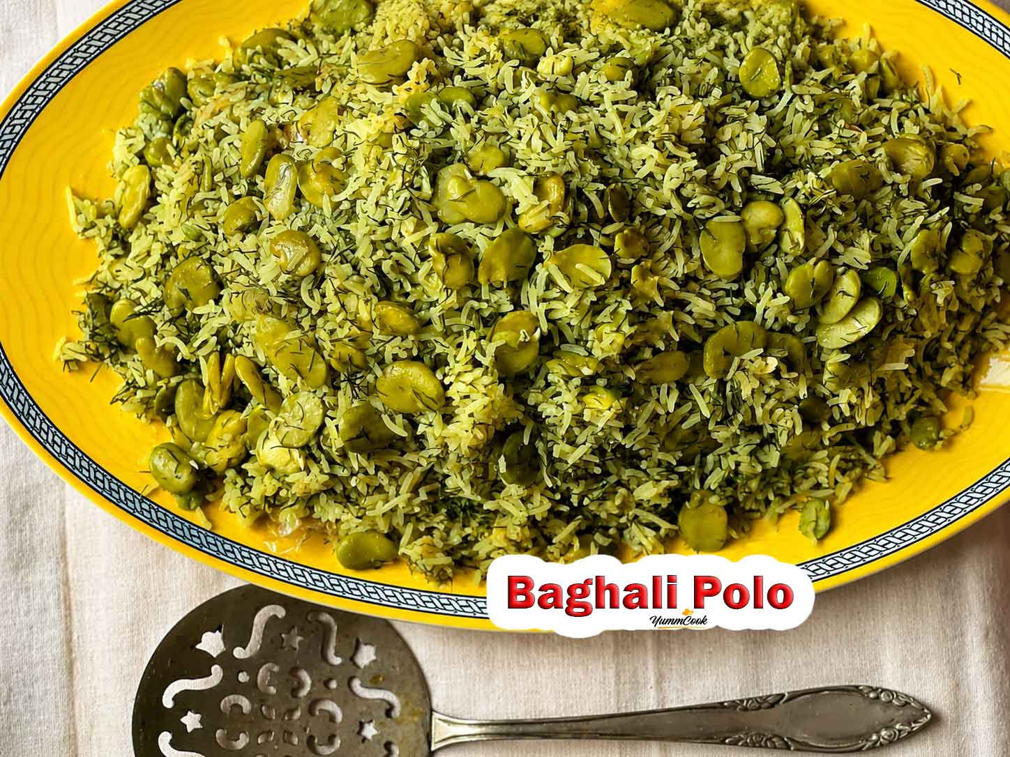 Authentic Baghali Polo Persian dill rice with fava beans and saffron